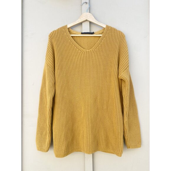 Jenni Kayne Sweaters - Jenni Kayne Fisherman Organic Cotton Blend Sweater Mustard Yellow